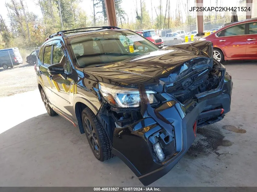 2019 Subaru Forester Sport VIN: JF2SKAPC2KH421524 Lot: 40533927