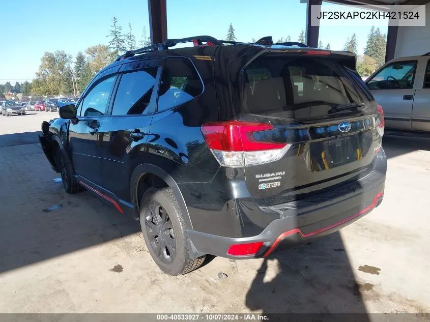 2019 Subaru Forester Sport VIN: JF2SKAPC2KH421524 Lot: 40533927