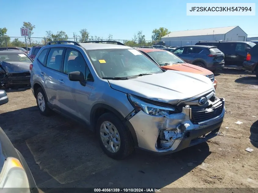 2019 Subaru Forester VIN: JF2SKACC3KH547994 Lot: 40561359