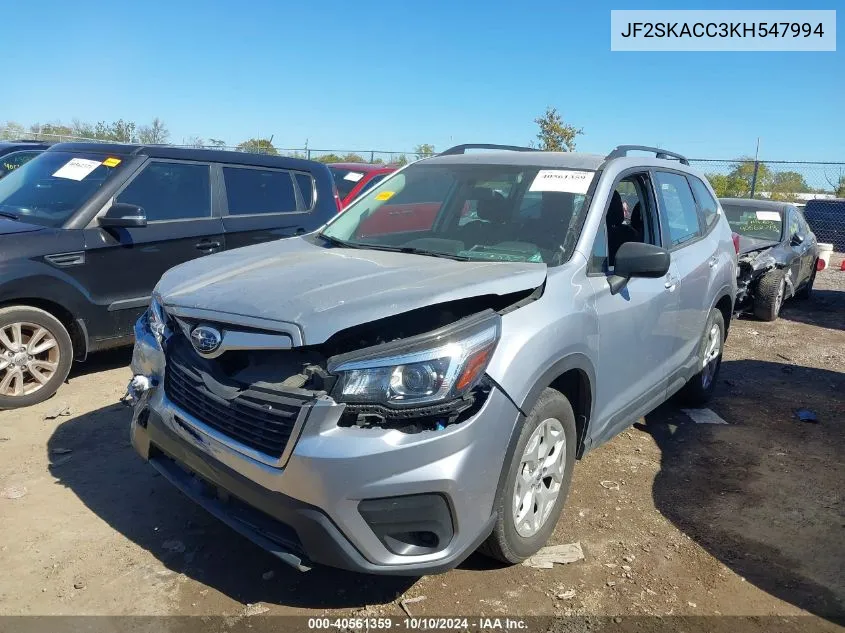 2019 Subaru Forester VIN: JF2SKACC3KH547994 Lot: 40561359