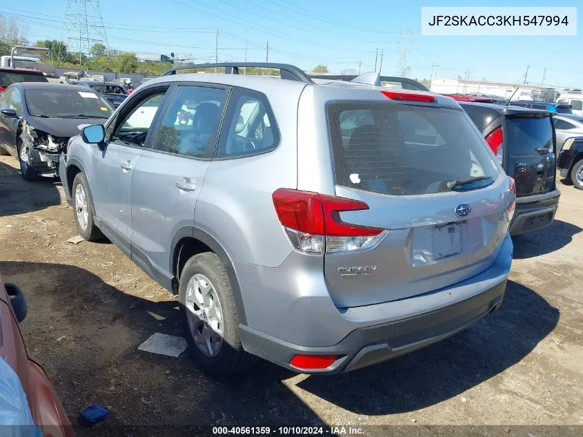 2019 Subaru Forester VIN: JF2SKACC3KH547994 Lot: 40561359