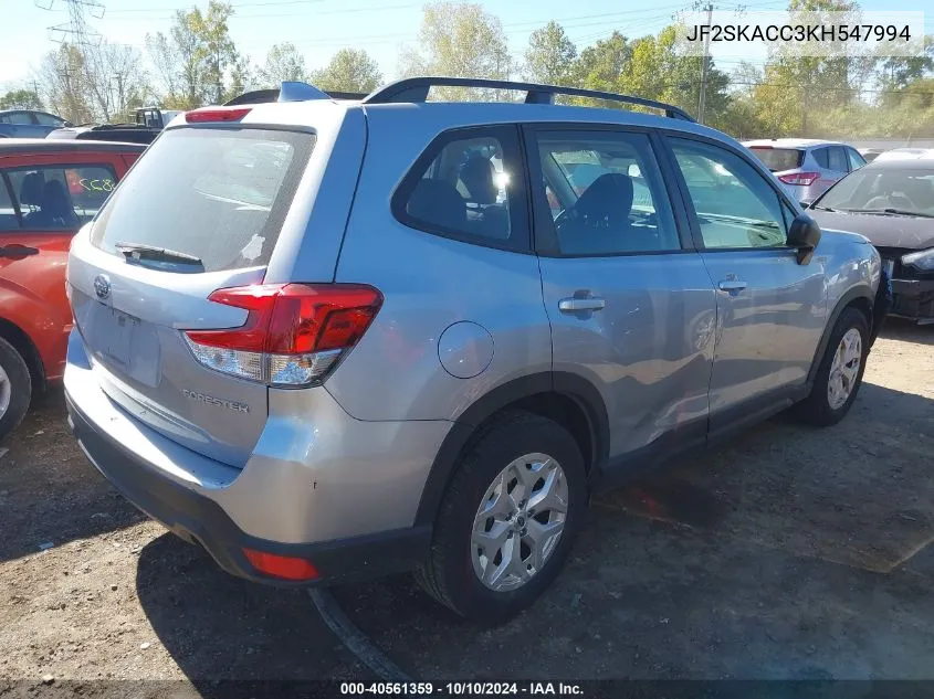 2019 Subaru Forester VIN: JF2SKACC3KH547994 Lot: 40561359