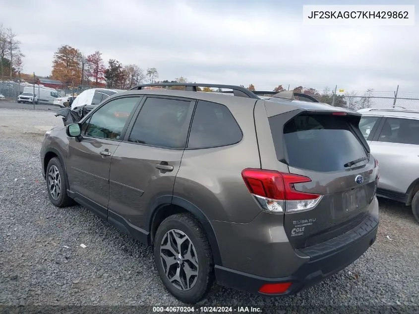 2019 Subaru Forester Premium VIN: JF2SKAGC7KH429862 Lot: 40670204