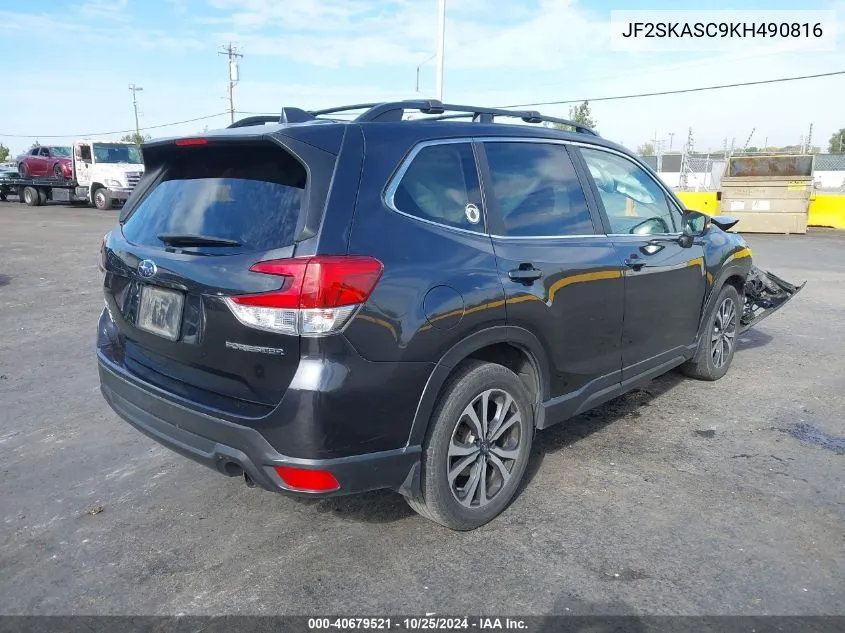 2019 Subaru Forester Limited VIN: JF2SKASC9KH490816 Lot: 40679521