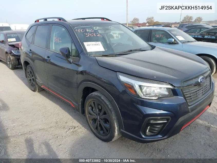 2019 Subaru Forester Sport VIN: JF2SKAPCXKH514954 Lot: 40733882