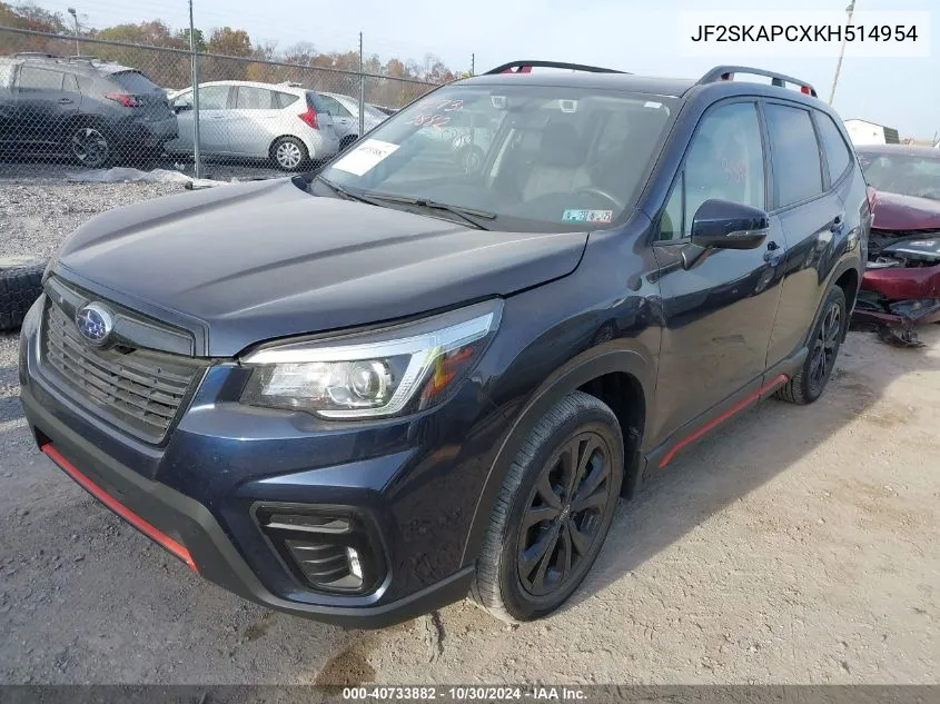 2019 Subaru Forester Sport VIN: JF2SKAPCXKH514954 Lot: 40733882