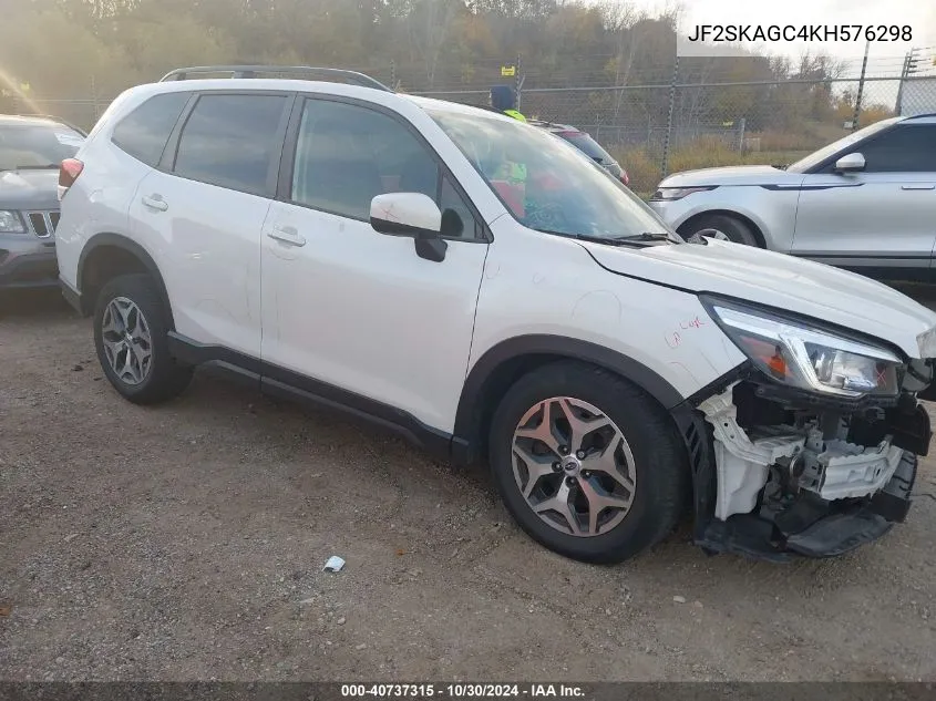 2019 Subaru Forester Premium VIN: JF2SKAGC4KH576298 Lot: 40737315