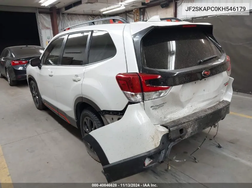 2019 Subaru Forester Sport VIN: JF2SKAPC0KH546179 Lot: 40846628