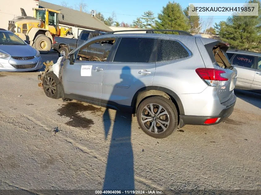 2019 Subaru Forester Limited VIN: JF2SKAUC2KH419857 Lot: 40904096