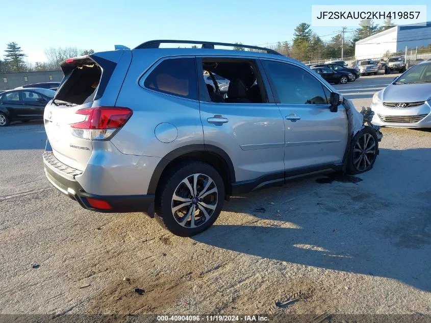 2019 Subaru Forester Limited VIN: JF2SKAUC2KH419857 Lot: 40904096