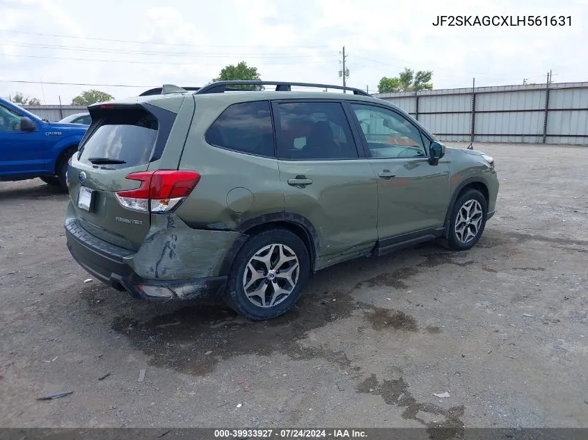 2020 Subaru Forester Premium VIN: JF2SKAGCXLH561631 Lot: 39933927