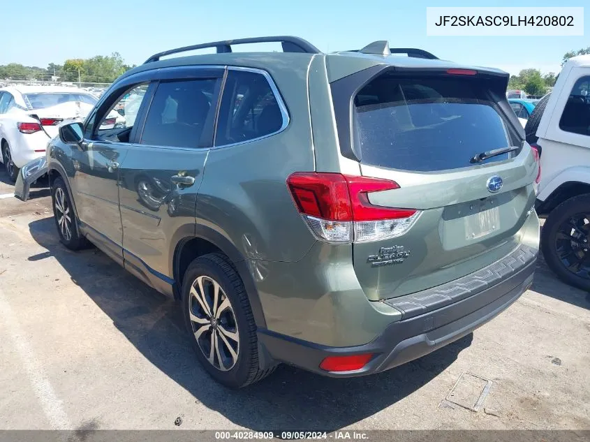 2020 Subaru Forester Limited VIN: JF2SKASC9LH420802 Lot: 40284909