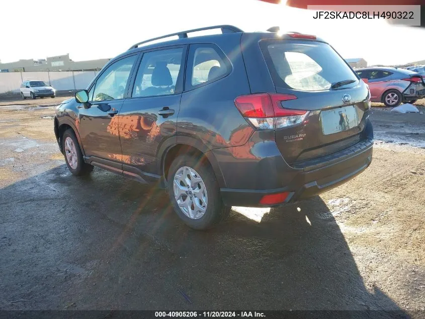 2020 Subaru Forester VIN: JF2SKADC8LH490322 Lot: 40905206