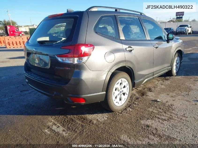 2020 Subaru Forester VIN: JF2SKADC8LH490322 Lot: 40905206