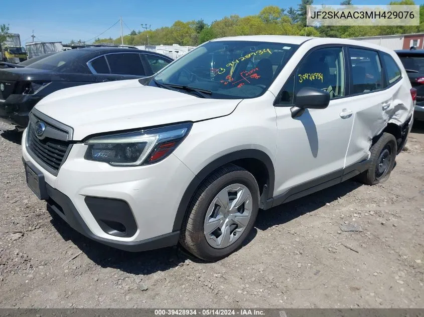 2021 Subaru Forester VIN: JF2SKAAC3MH429076 Lot: 39428934