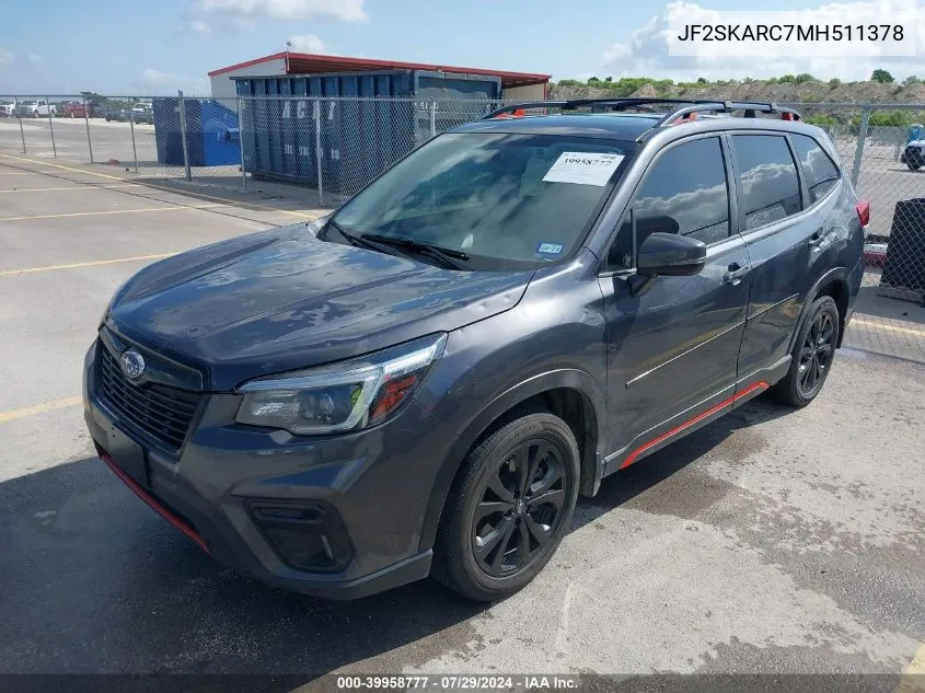 2021 Subaru Forester Sport VIN: JF2SKARC7MH511378 Lot: 39958777