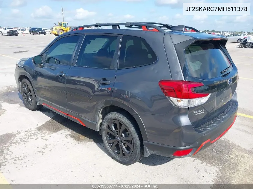 2021 Subaru Forester Sport VIN: JF2SKARC7MH511378 Lot: 39958777