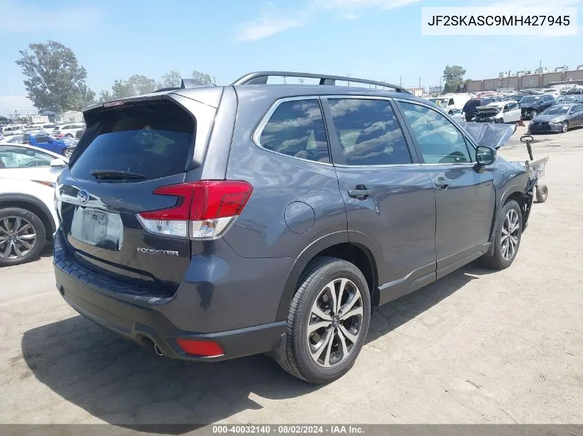 2021 Subaru Forester Limited VIN: JF2SKASC9MH427945 Lot: 40032140