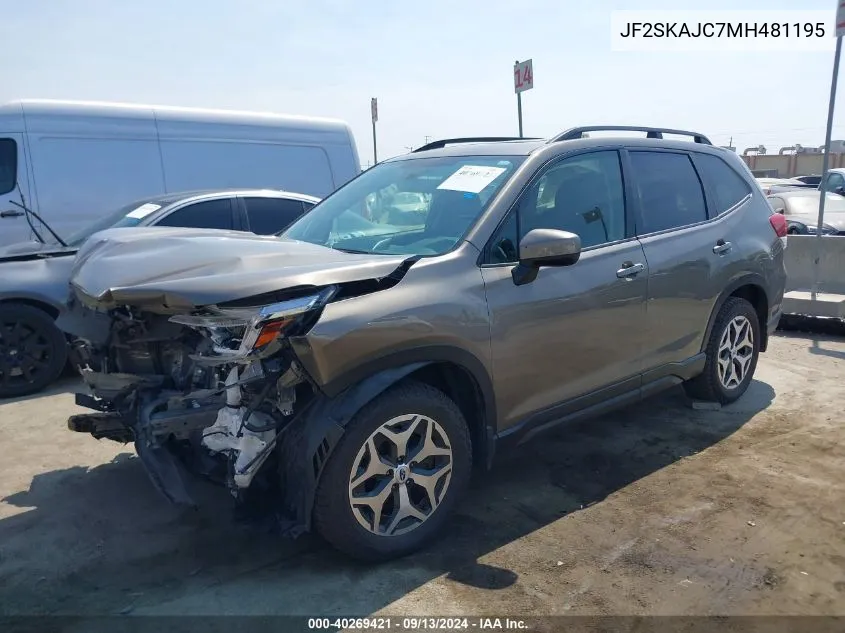 2021 Subaru Forester Premium VIN: JF2SKAJC7MH481195 Lot: 40269421