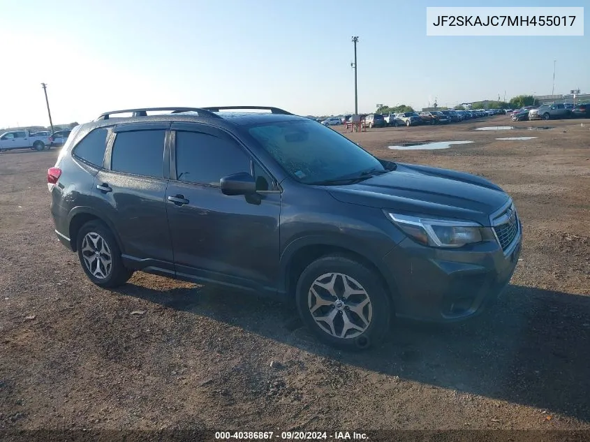 2021 Subaru Forester Premium VIN: JF2SKAJC7MH455017 Lot: 40386867