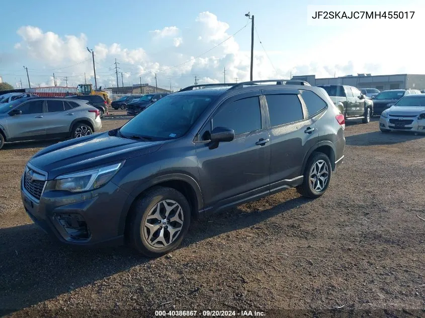 2021 Subaru Forester Premium VIN: JF2SKAJC7MH455017 Lot: 40386867