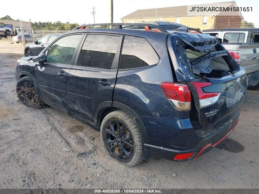 2021 Subaru Forester Sport VIN: JF2SKARC8MH581651 Lot: 40526350