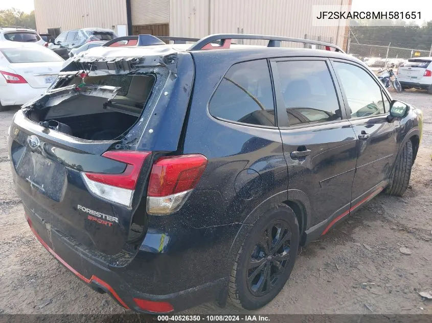 2021 Subaru Forester Sport VIN: JF2SKARC8MH581651 Lot: 40526350