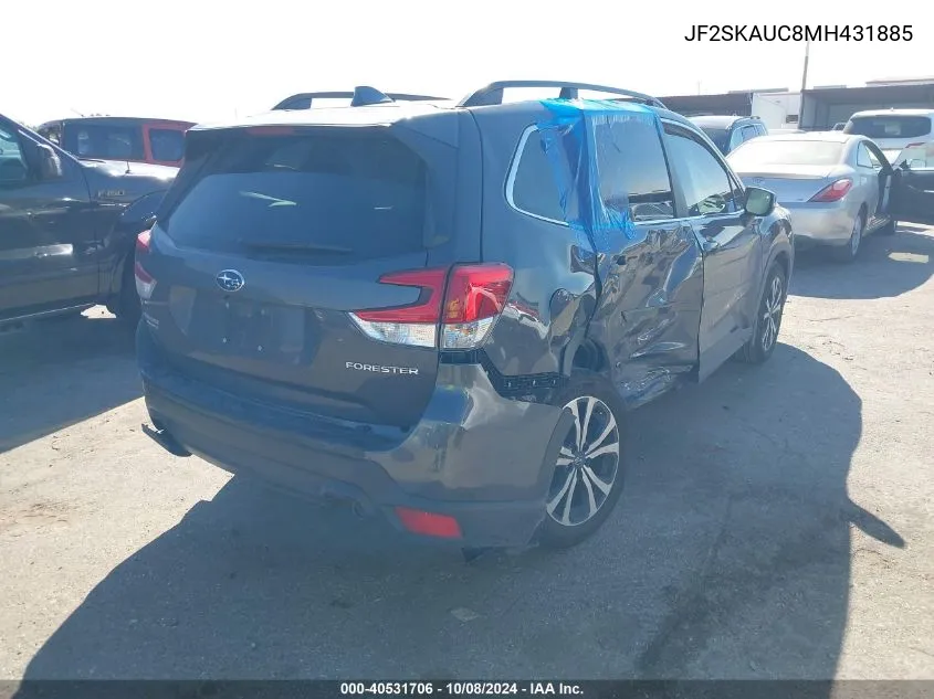 2021 Subaru Forester Limited VIN: JF2SKAUC8MH431885 Lot: 40531706