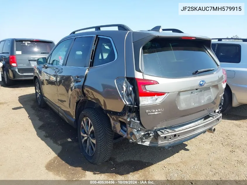 JF2SKAUC7MH579915 2021 Subaru Forester Limited