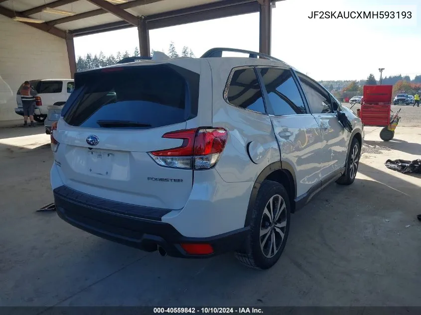 2021 Subaru Forester Limited VIN: JF2SKAUCXMH593193 Lot: 40559842