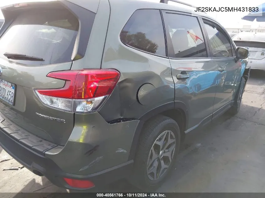 2021 Subaru Forester Premium VIN: JF2SKAJC5MH431833 Lot: 40561766