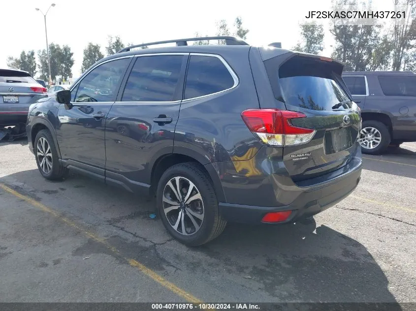 2021 Subaru Forester Limited VIN: JF2SKASC7MH437261 Lot: 40710976