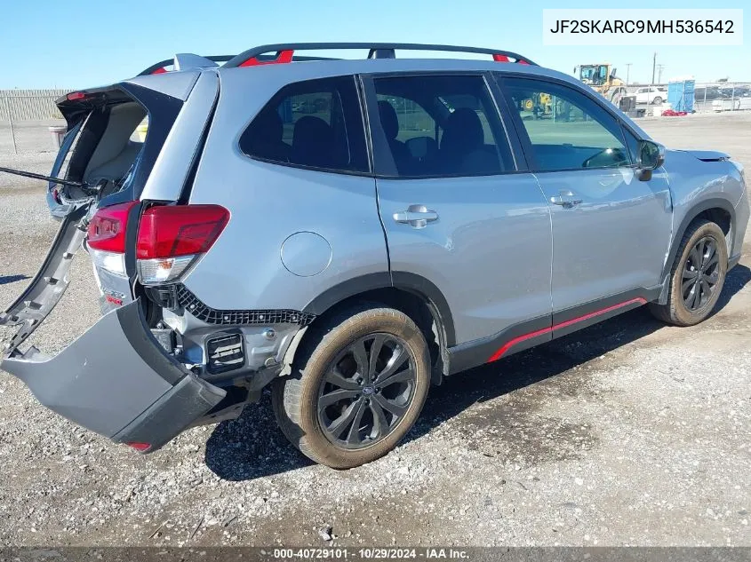 2021 Subaru Forester Sport VIN: JF2SKARC9MH536542 Lot: 40729101