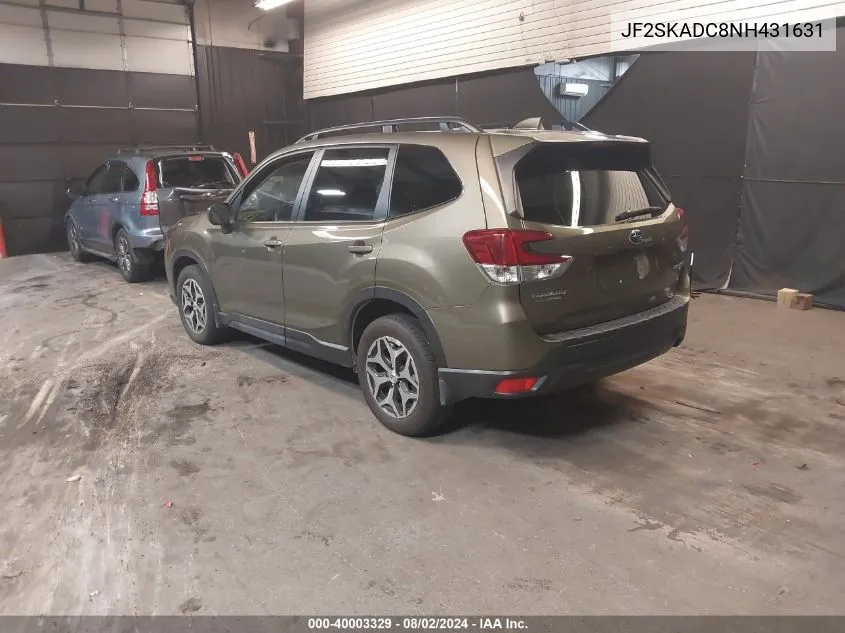 2022 Subaru Forester Premium VIN: JF2SKADC8NH431631 Lot: 40003329