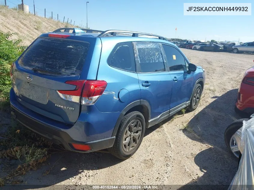 2022 Subaru Forester VIN: JF2SKACC0NH449932 Lot: 40152844