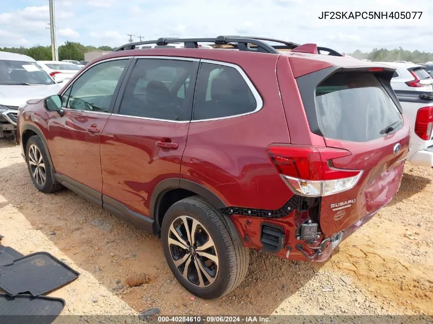 2022 Subaru Forester Limited VIN: JF2SKAPC5NH405077 Lot: 40284610