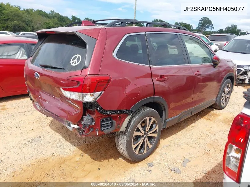 2022 Subaru Forester Limited VIN: JF2SKAPC5NH405077 Lot: 40284610