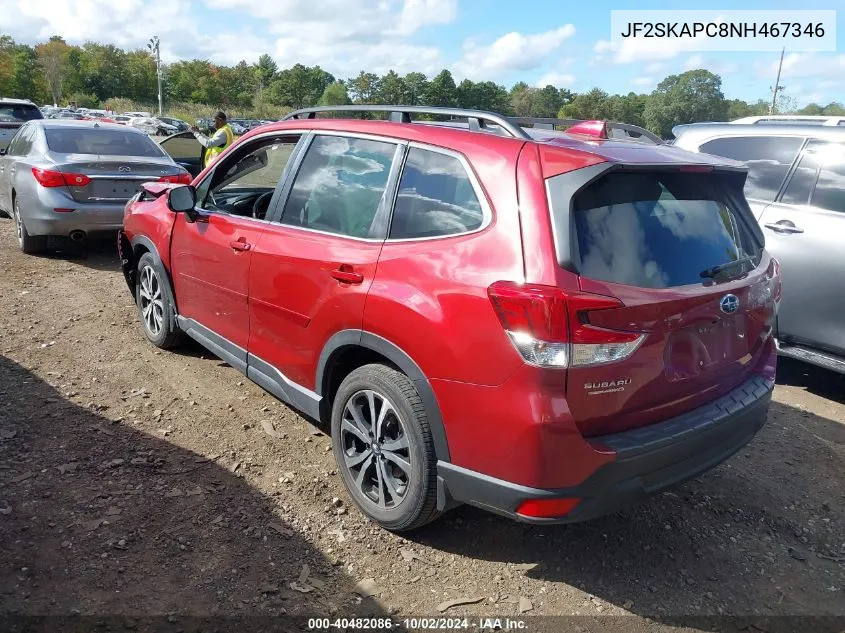 2022 Subaru Forester Limited VIN: JF2SKAPC8NH467346 Lot: 40482086