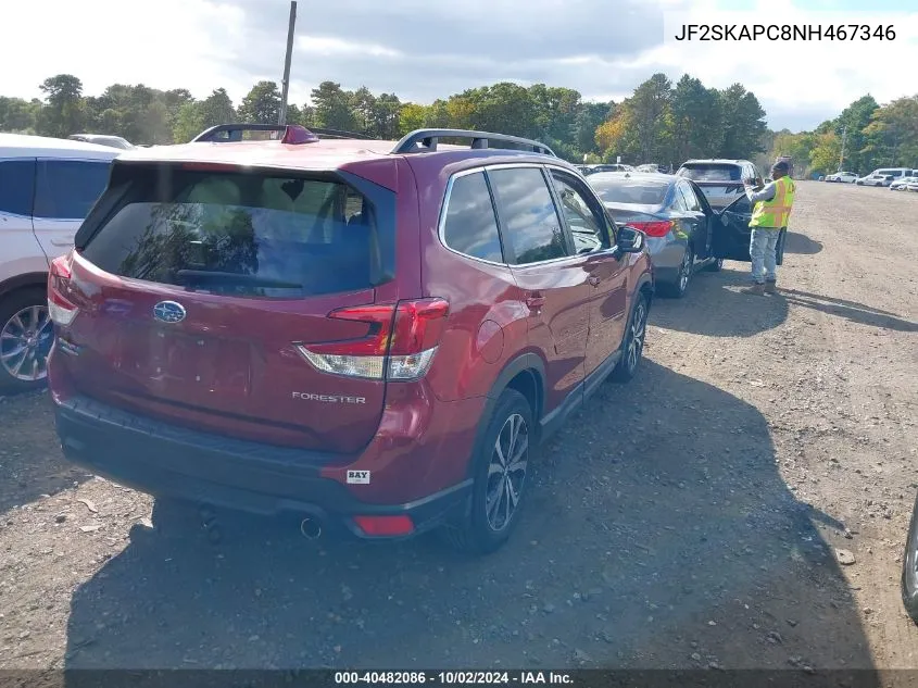 2022 Subaru Forester Limited VIN: JF2SKAPC8NH467346 Lot: 40482086