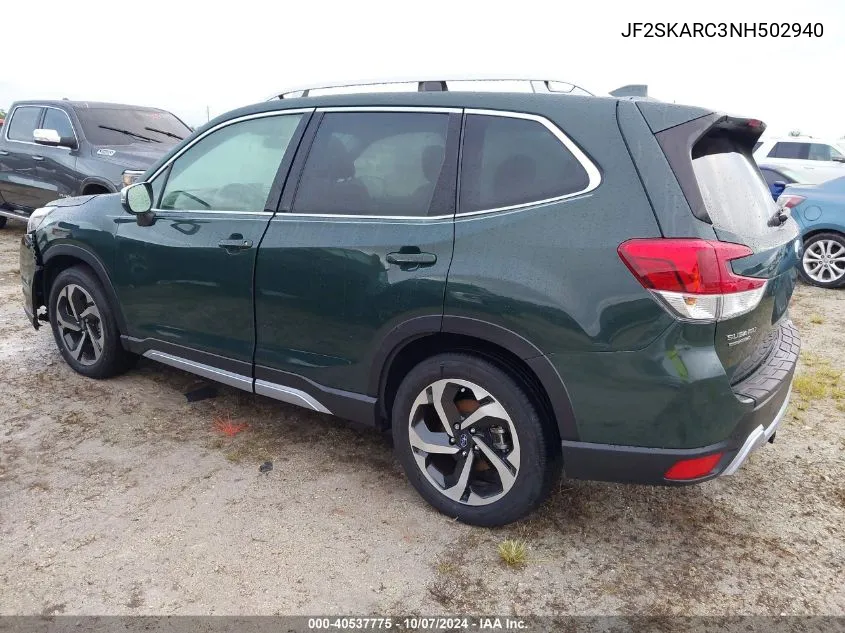 2022 Subaru Forester Touring VIN: JF2SKARC3NH502940 Lot: 40537775