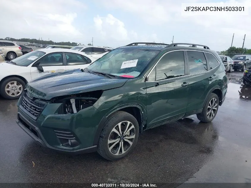 2022 Subaru Forester Limited VIN: JF2SKAPC3NH503301 Lot: 40733311