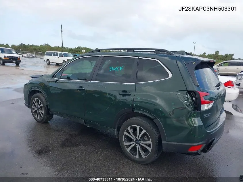 2022 Subaru Forester Limited VIN: JF2SKAPC3NH503301 Lot: 40733311