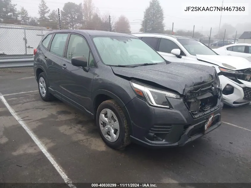 2022 Subaru Forester VIN: JF2SKAAC7NH467363 Lot: 40830299