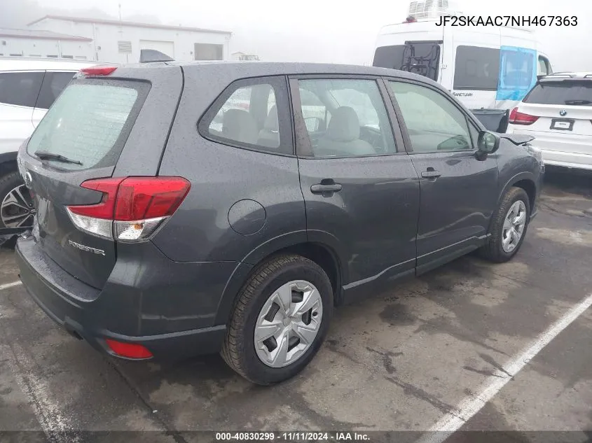 2022 Subaru Forester VIN: JF2SKAAC7NH467363 Lot: 40830299