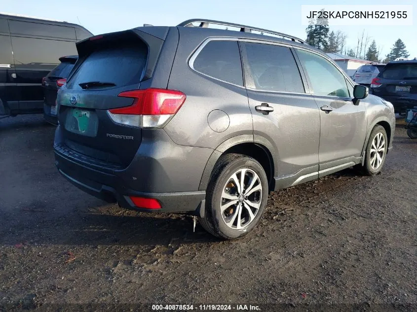 2022 Subaru Forester Limited VIN: JF2SKAPC8NH521955 Lot: 40878534