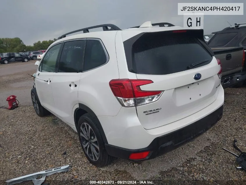 2023 Subaru Forester Limited VIN: JF2SKANC4PH420417 Lot: 40342873