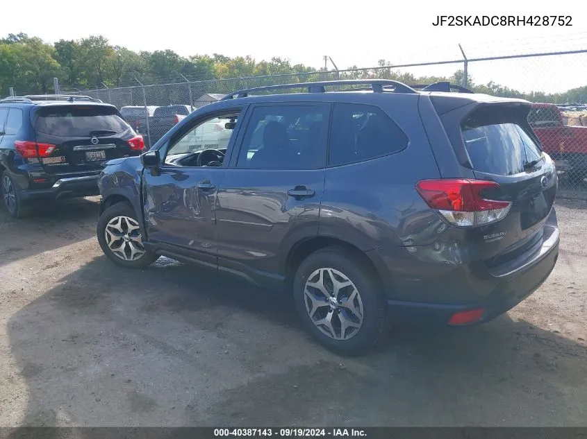 2024 Subaru Forester Premium VIN: JF2SKADC8RH428752 Lot: 40387143