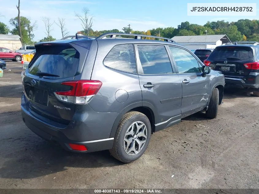 2024 Subaru Forester Premium VIN: JF2SKADC8RH428752 Lot: 40387143