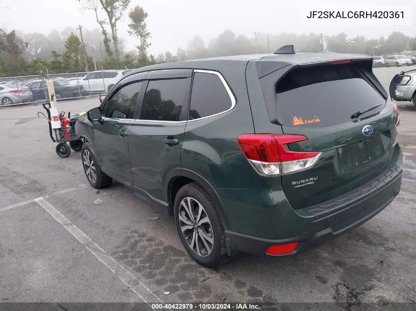 2024 Subaru Forester Limited VIN: JF2SKALC6RH420361 Lot: 40422979