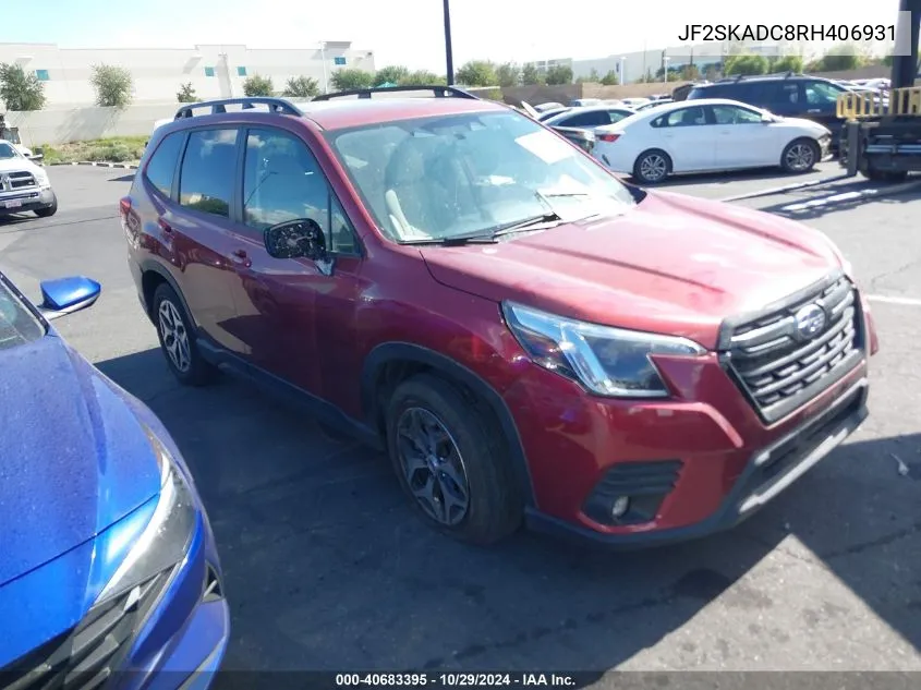 2024 Subaru Forester Premium VIN: JF2SKADC8RH406931 Lot: 40683395